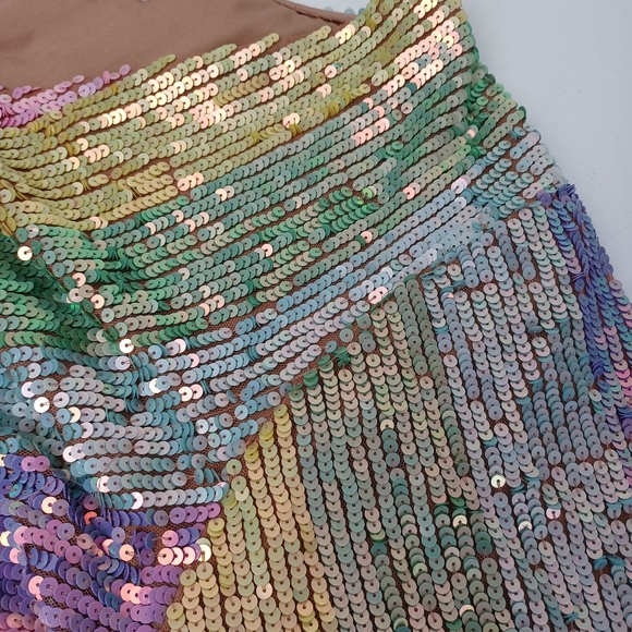 Show Me Your MuMu Rainbow Stripe Sequins Dress Size XXL Women Party Long Sleeve - Picture 5 of 16